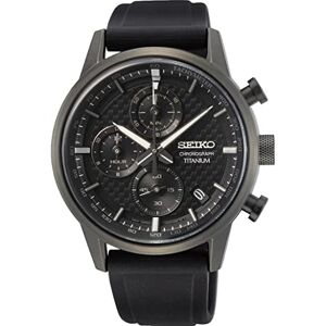 Seiko herrklocka kvarts titan med band av rostfritt stål, gråsvart, Kronograf Seiko herrklocka kvarts titan med band av rostfritt stål, gråsvart, Kronograf