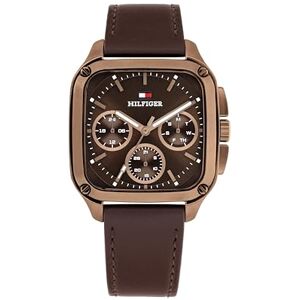 Tommy Hilfiger analog multifunktions kvarts klocka för män med brun läderrem 1792221 Tommy Hilfiger analog multifunktions kvarts klocka för män med brun läderrem 1792221