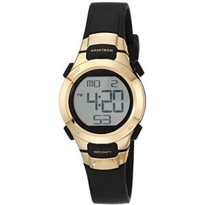 Armitron klocka för kvinnor med digital kronograf och hartsarmband, 45/7012, Svart/guld Armitron klocka för kvinnor med digital kronograf och hartsarmband, 45/7012, Svart/guld