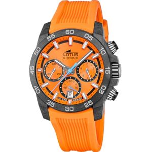 Lotus Herrklocka 18974/6 Chrono svart kolfiber fodral orange gummiarmband, 1 stycke, rem Lotus Herrklocka 18974/6 Chrono svart kolfiber fodral orange gummiarmband, 1 stycke, rem