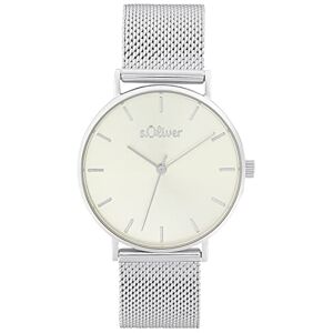s.Oliver Analog kvartsklocka för kvinnor med armband i rostfritt stål, silver, 3 bar vattentät, levereras i presentförpackning för klocka, 2033515 s.Oliver Analog kvartsklocka för kvinnor med armband i rostfritt stål, silver, 3 bar vattentät, levereras i presentförpackning för klocka, 2033515