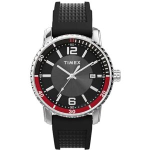 Timex Dress Klocka på 41 mm för män, svart silikonarmband, svart urtavla, boett i rostfritt stål Timex Dress Klocka på 41 mm för män, svart silikonarmband, svart urtavla, boett i rostfritt stål