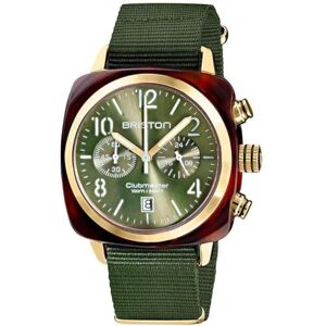 BRISTON Clubmaster Classic Acetat Olivgrönt och gult guld kronograf 19140.PYAT.26.NOL, Olivgrön urtavla, rem BRISTON Clubmaster Classic Acetat Olivgrönt och gult guld kronograf 19140.PYAT.26.NOL, Olivgrön urtavla, rem