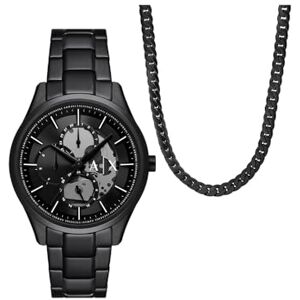 Giorgio Armani analog kvartsur för män med rem i rostfritt stål AX7160SET, Svart, armband Giorgio Armani analog kvartsur för män med rem i rostfritt stål AX7160SET, Svart, armband