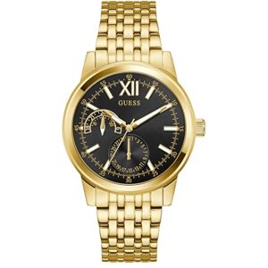 GUESS Emerson kvartsur för män med datumvisning, guld rostfritt stålrem, mineralglas, svart urtavla, 3 bar, fodraldiameter: 42 mm, GW0976G2 GUESS Emerson kvartsur för män med datumvisning, guld rostfritt stålrem, mineralglas, svart urtavla, 3 bar, fodraldiameter: 42 mm, GW0976G2