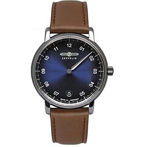 Zeppelin damklocka med läderrem 36 mm ETA kvarts monotimer envisarklocka datum 8643, blå, Rem Zeppelin damklocka med läderrem 36 mm ETA kvarts monotimer envisarklocka datum 8643, blå, Rem