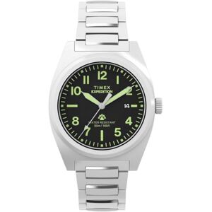 Timex TW2Y18300 Expedition Capstone Kvartsur på 39 mm för män – rostfritt stålarmband med svart urtavla och silverfärgad boett Timex TW2Y18300 Expedition Capstone Kvartsur på 39 mm för män – rostfritt stålarmband med svart urtavla och silverfärgad boett
