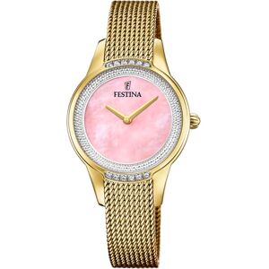 Festina Damklocka F20495/2 damklocka guldfärgat rostfritt stålarmband, pink, armband Festina Damklocka F20495/2 damklocka guldfärgat rostfritt stålarmband, pink, armband