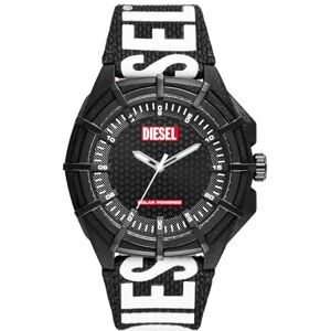 Diesel Framed watch for men, Solar powered quartz movement with Silicone, Stainless steel or Leather strap, Svart och vit, 51MM Diesel Framed watch for men, Solar powered quartz movement with Silicone, Stainless steel or Leather strap, Svart och vit, 51MM