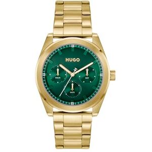 HUGO analog multifunktionell kvartsklocka för män #Bright sportkollektion med ljusgult guld rostfritt stålarmband 1530425 HUGO analog multifunktionell kvartsklocka för män #Bright sportkollektion med ljusgult guld rostfritt stålarmband 1530425