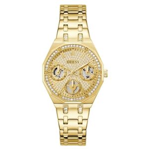 GUESS Damarmbandsur Quinn med datumvisning, zirkon, guldfärgat rostfritt stål armband, mineralglas, guldfärgad urtavla, 5 bar, boettdiameter: 36 mm, GW0988L2 GUESS Damarmbandsur Quinn med datumvisning, zirkon, guldfärgat rostfritt stål armband, mineralglas, guldfärgad urtavla, 5 bar, boettdiameter: 36 mm, GW0988L2
