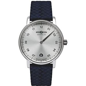 Zeppelin damklocka med läderrem 36 mm ETA kvarts monotimer envisarklocka datum 8643, silver, Rem Zeppelin damklocka med läderrem 36 mm ETA kvarts monotimer envisarklocka datum 8643, silver, Rem