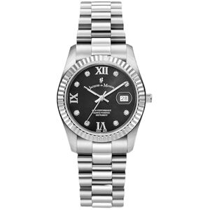 B JACQUES DU MANOIR Jacques Du Manoir Inspiration Roman, damer armbandsur kvarts analog, rostfritt stål, 34 mm, rostfritt stål armband, silver, 5 bar, urtavlans färg: Svart, datumvisning, romerska index, JWL01308 B JACQUES DU MANOIR Jacques Du Manoir Inspiration Roman, damer armbandsur kvarts analog, rostfritt stål, 34 mm, rostfritt stål armband, silver, 5 bar, urtavlans färg: Svart, datumvisning, romerska index, JWL01308