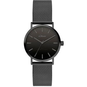 s.Oliver damklocka – rund – svart – 30 mm – elegant damklocka i polerat rostfritt stål med kvartsurverk – 5 atm vattentät – reptålig s.Oliver damklocka – rund – svart – 30 mm – elegant damklocka i polerat rostfritt stål med kvartsurverk – 5 atm vattentät – reptålig