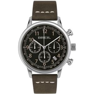 Breil Outrider Armbandsur för män i svart med läderarmband, vattentäthet: 5 bar, husdiameter: 41 mm, TW2060, silver, Rem Breil Outrider Armbandsur för män i svart med läderarmband, vattentäthet: 5 bar, husdiameter: 41 mm, TW2060, silver, Rem