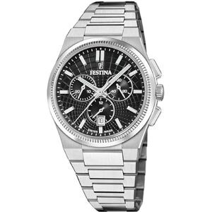 Festina Herrklocka F20059/4 Swiss Made Classics rostfritt stål fodral grått rostfritt stålarmband, svart Festina Herrklocka F20059/4 Swiss Made Classics rostfritt stål fodral grått rostfritt stålarmband, svart