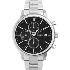 Timex herrtrend 45 mm klocka – silverton fodral med svart urtavla och rostfritt stålarmband TW2V01600, Silverton/svart, En storlek, 43 mm Chicago kronograf rostfritt stål armbandsur Timex herrtrend 45 mm klocka – silverton fodral med svart urtavla och rostfritt stålarmband TW2V01600, Silverton/svart, En storlek, 43 mm Chicago kronograf rostfritt stål armbandsur