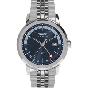 Timex TW2Y47600 Marlin Quartz GMT Kvartsur på 40 mm för män – rostfritt stålarmband med blå urtavla Timex TW2Y47600 Marlin Quartz GMT Kvartsur på 40 mm för män – rostfritt stålarmband med blå urtavla