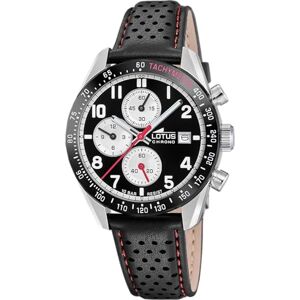 Lotus Herrklocka 18995/4 Chrono rostfritt stål fodral grå svart läderrem Lotus Herrklocka 18995/4 Chrono rostfritt stål fodral grå svart läderrem