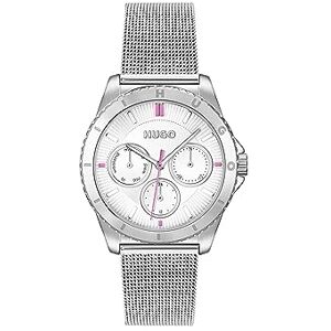 HUGO analog multifunktion kvartsur för kvinnor #Dance kollektion med silver rostfritt stål armband – 1540162, Silver/vit HUGO analog multifunktion kvartsur för kvinnor #Dance kollektion med silver rostfritt stål armband – 1540162, Silver/vit