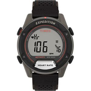Timex Expedition robust digital 43 mm läderarmbandsur för män, Brun, armband Timex Expedition robust digital 43 mm läderarmbandsur för män, Brun, armband