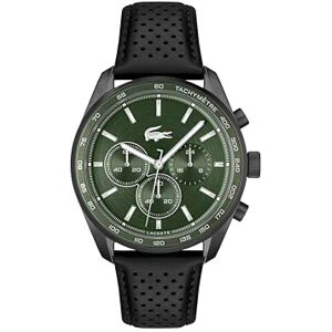 Lacoste kronograf kvarts klocka för herrar Boston-kollektion med svart läderarmband – 2011345 Lacoste kronograf kvarts klocka för herrar Boston-kollektion med svart läderarmband – 2011345
