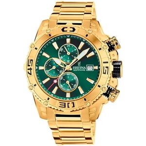 Festina herrklocka, analog i rostfritt stål, 316 l, guldfärger – kvartsurverk, kronograf, kalender – mineralglas med hög motståndskraft, vattentät till 10 ATM F20492/3 Prestige Festina herrklocka, analog i rostfritt stål, 316 l, guldfärger – kvartsurverk, kronograf, kalender – mineralglas med hög motståndskraft, vattentät till 10 ATM F20492/3 Prestige