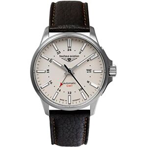 Bauhaus Aviation herrklocka med läderband eller titanband automatisk GMT titanhus 10 ATM safirglas datum 2868, Beige, Rem Bauhaus Aviation herrklocka med läderband eller titanband automatisk GMT titanhus 10 ATM safirglas datum 2868, Beige, Rem