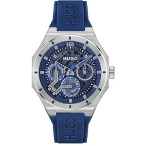 HUGO analog multifunktion kvartsur för män #Grail Skelett kollektion med blått silikonarmband 1530375, BLÅ HUGO analog multifunktion kvartsur för män #Grail Skelett kollektion med blått silikonarmband 1530375, BLÅ
