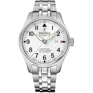 Festina Swiss Made Automatik herrklocka – rostfritt stål 316L silver – analog – datum – safirglas hög motståndskraft – vattentät 10 ATM – F20151/A automatisk Festina Swiss Made Automatik herrklocka – rostfritt stål 316L silver – analog – datum – safirglas hög motståndskraft – vattentät 10 ATM – F20151/A automatisk