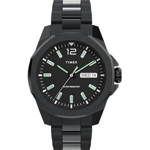 Timex Trend klocka på 44 mm för män – svart armband i rostfritt stål, svart urtavla, svart boett, TW2Y28800 Timex Trend klocka på 44 mm för män – svart armband i rostfritt stål, svart urtavla, svart boett, TW2Y28800