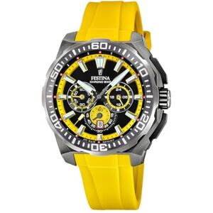 Festina herrklocka F20725/1 Chrono Bike rostfritt stål fodral grått gult gummiband Festina herrklocka F20725/1 Chrono Bike rostfritt stål fodral grått gult gummiband