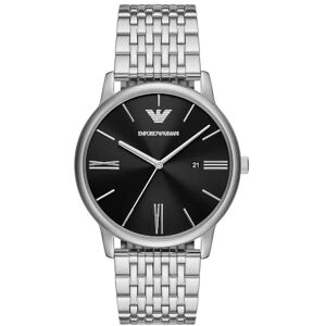 Giorgio Armani herrklocka, kvartsurverk och 42 mm boettstorlek med armband i rostfritt stål, läder eller silikon,Silverton och jetsvart,42MM Giorgio Armani herrklocka, kvartsurverk och 42 mm boettstorlek med armband i rostfritt stål, läder eller silikon,Silverton och jetsvart,42MM