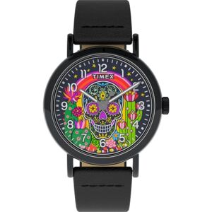 Timex Weekender Day Of The Dead Tw2Y15900 Klocka, Herr, 40 Mm, Svart Läderarmband, Svart Urtavla Timex Weekender Day Of The Dead Tw2Y15900 Klocka, Herr, 40 Mm, Svart Läderarmband, Svart Urtavla