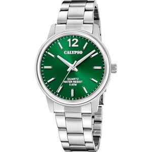 Calypso Herrklocka K5864/5 basic rostfritt stål fodral grått rostfritt stålarmband grå, Färg: grön, armband Calypso Herrklocka K5864/5 basic rostfritt stål fodral grått rostfritt stålarmband grå, Färg: grön, armband