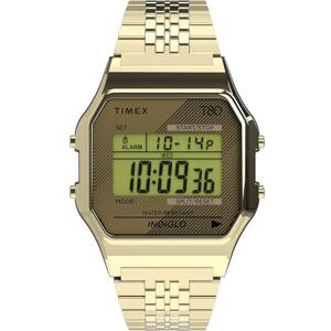Timex Pac-Man T80 34 mm klocka, Guldarmband, Full Size, Retro Timex Pac-Man T80 34 mm klocka, Guldarmband, Full Size, Retro
