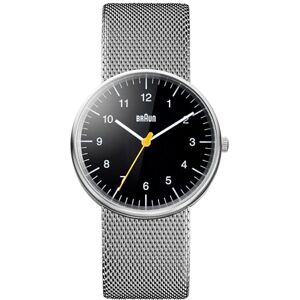 Braun Kvartsur för män, analog klassisk display och rostfritt stålrem BN0021BKSLMHG, SILVER, "stilen" på herrkvartsklocka är "klassisk minimalistisk". Detta bestämdes av produktinformation och Braun Kvartsur för män, analog klassisk display och rostfritt stålrem BN0021BKSLMHG, SILVER, "stilen" på herrkvartsklocka är "klassisk minimalistisk". Detta bestämdes av produktinformation och