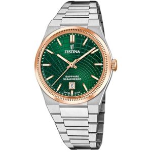 Festina Herrklocka F20065/3 Swiss Made Rivé fodral i rostfritt stål flera armband i rostfritt stål grått, Färg: grön Festina Herrklocka F20065/3 Swiss Made Rivé fodral i rostfritt stål flera armband i rostfritt stål grått, Färg: grön