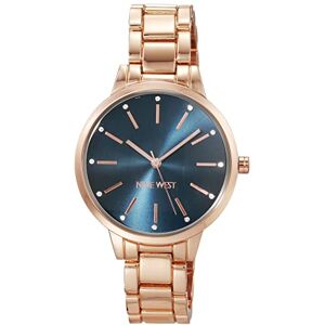 Nine West armbandsur för kvinnor accentuerat med kristall, Roséguld/marinblå Nine West armbandsur för kvinnor accentuerat med kristall, Roséguld/marinblå