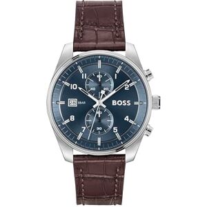 Boss Chronograph Quartz klocka för män SKYTRAVELLER kollektion med mörkbrun läderrem 1514194 Boss Chronograph Quartz klocka för män SKYTRAVELLER kollektion med mörkbrun läderrem 1514194
