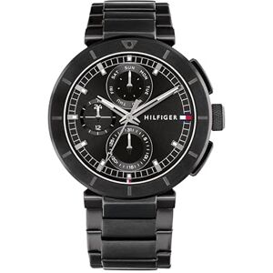 Tommy Hilfiger analog multifunktion kvartsur för män med armband i rostfritt stål, Svart, Klassisk Tommy Hilfiger analog multifunktion kvartsur för män med armband i rostfritt stål, Svart, Klassisk