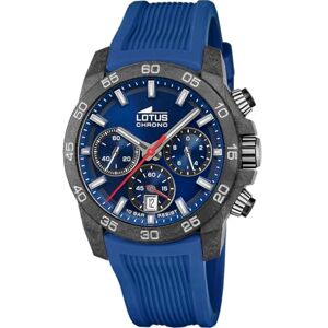 Lotus Herrklocka 18974/1 Chrono kolfiber fodral svart gummiband blå, Blå, rem Lotus Herrklocka 18974/1 Chrono kolfiber fodral svart gummiband blå, Blå, rem