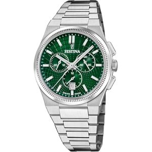 Festina Herrklocka F20059/3 Swiss Made Classics rostfritt stål fodral grått rostfritt stålarmband, Färg: grön Festina Herrklocka F20059/3 Swiss Made Classics rostfritt stål fodral grått rostfritt stålarmband, Färg: grön