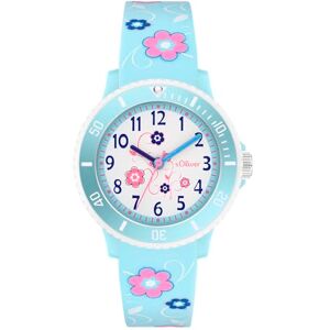 s.Oliver Kinderuhr Rund Blå 38 mm Uhr aus Kunststoff med kvartsrörelse på silikonband med Dornschließe analogt armbandsur 5 ATM vattentät reptålig s.Oliver Kinderuhr Rund Blå 38 mm Uhr aus Kunststoff med kvartsrörelse på silikonband med Dornschließe analogt armbandsur 5 ATM vattentät reptålig