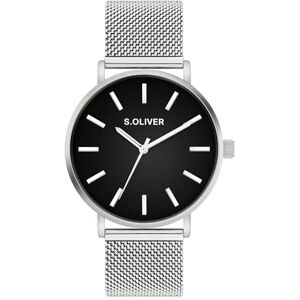 s.Oliver Oliver Herrklocka – rund – silver – 40 mm – klocka av metall med kvartsrörelse på rostfritt stålband med gångspänne – analog armbandsur – 3 atm vattentät – reptålig s.Oliver Oliver Herrklocka – rund – silver – 40 mm – klocka av metall med kvartsrörelse på rostfritt stålband med gångspänne – analog armbandsur – 3 atm vattentät – reptålig