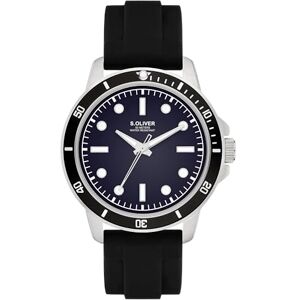 s.Oliver Oliver Herrklocka – rund – silver – 42 mm – klocka av metall med kvartsrörelse på silikonband med stiftspänne – analog armbandsur – 5 ATM vattentät – reptålig s.Oliver Oliver Herrklocka – rund – silver – 42 mm – klocka av metall med kvartsrörelse på silikonband med stiftspänne – analog armbandsur – 5 ATM vattentät – reptålig