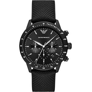 Giorgio Armani Herrklocka, kronografrörelse med 3 urtavlor och 43 mm fodral med armband i rostfritt stål, läder eller silikon, Svart och vit, misura unica, rem Giorgio Armani Herrklocka, kronografrörelse med 3 urtavlor och 43 mm fodral med armband i rostfritt stål, läder eller silikon, Svart och vit, misura unica, rem
