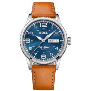 Boss Herr analog kvartsklocka med läderarmband 1513331, blå, Band Boss Herr analog kvartsklocka med läderarmband 1513331, blå, Band