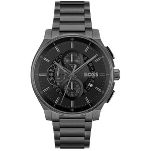 Boss kronograf kvartsur för män topp 2.0 kollektion med rostfritt stål eller läderarmband, Svart, Metall Boss kronograf kvartsur för män topp 2.0 kollektion med rostfritt stål eller läderarmband, Svart, Metall