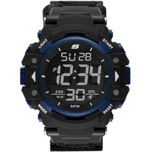 Skechers Horloge voor heren, Digitaal uurwerk met siliconen, polyurethaan, lederen of roestvrij stalen band,Zwart en blauw,55MM Skechers Horloge voor heren, Digitaal uurwerk met siliconen, polyurethaan, lederen of roestvrij stalen band,Zwart en blauw,55MM
